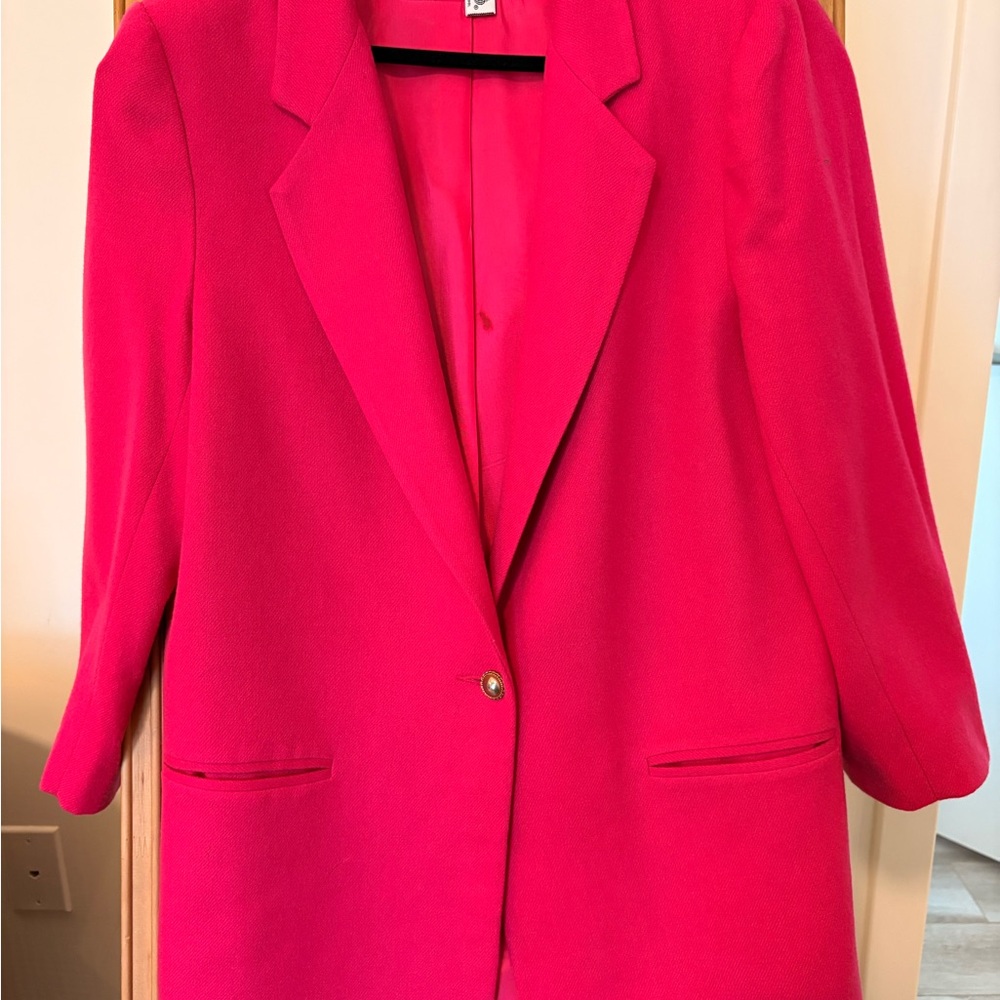 Chic 100% wool Fuchsia Blazer for Women
